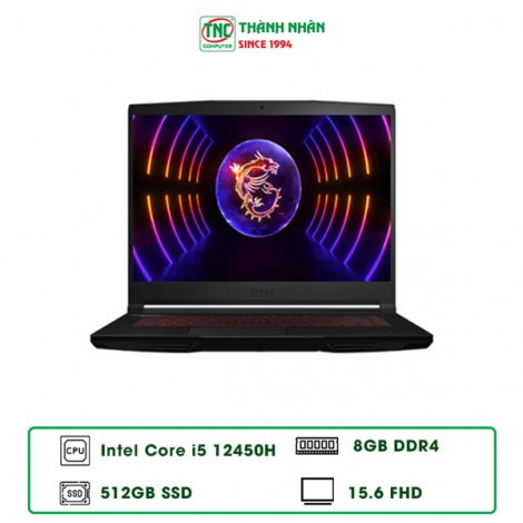 Laptop MSI GF63 GF63 12VE-460VN (i5-12450H/ Ram 8GB/SSD 512GB/ RTX 4050 6GB/ Windows 11/Đen)