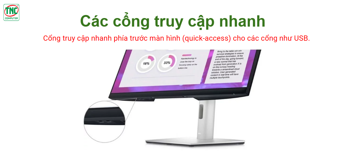 Cổng trước màn hình tiện lời của P2422H