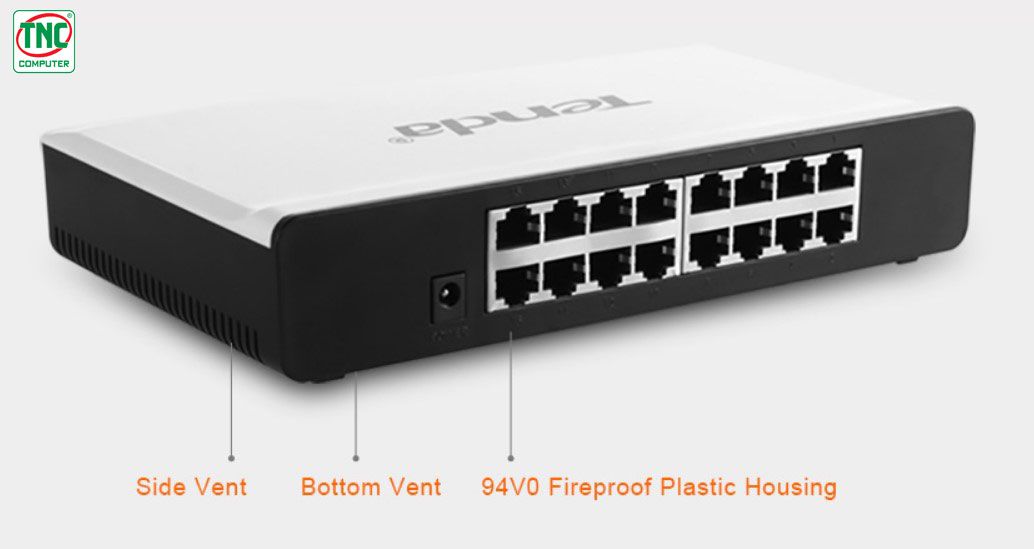 Switch Tenda S16 sở hữu cổng kết nối đa dạng