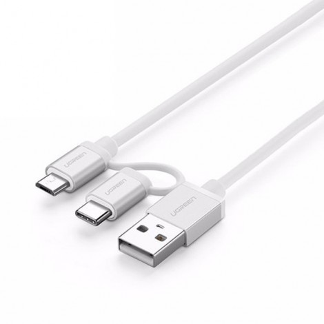 Cable sạc đa năng 2 in 1 USB Type-C / Micro USB Ugreen 20873 dài 1,5M 