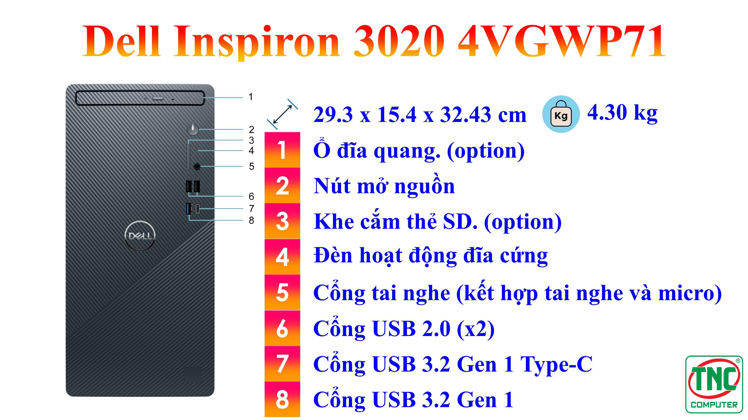 Máy bộ Dell Inspiron 3020 4VGWP71