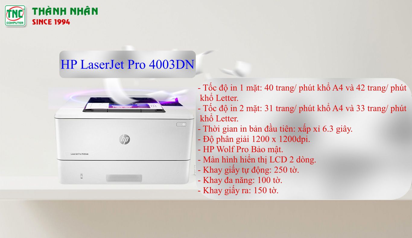 Máy in HP LaserJet Pro 4003DN (2Z609A)
