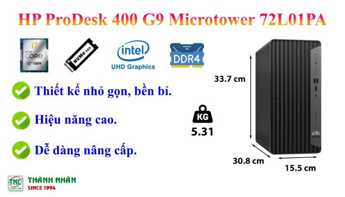 Máy bộ HP ProDesk 400 G9 Microtower 72L01PA