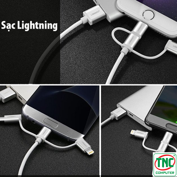 Cáp sạc điện thoại đa năng 3 trong 1 dài 1.5m Ugreen 50203 Cáp sạc điện thoại đa năng 3 trong 1 dài 1.5m Ugreen 50203