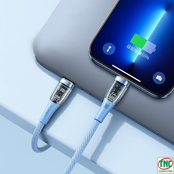 tương thích với nhiều thiết bị di động hiện đại Cáp sạc nhanh trong suốt Type-C to Lightning Pisen Quick Ice Crystal PD dài 1.2m LT-TC25-1200 màu Xanh dương