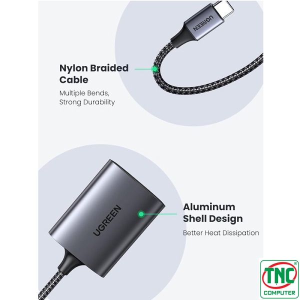 Đầu đọc thẻ nhớ SD TF USB-C 3.1 hỗ trợ thẻ 2TB Ugreen 80888 có thiết kế hiện đại, chất lượng cao Đầu đọc thẻ nhớ SD TF USB-C 3.1 hỗ trợ thẻ 2TB Ugreen 80888 có thiết kế hiện đại, chất lượng cao