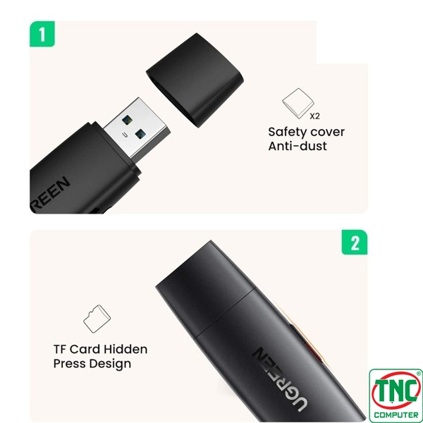 Đầu đọc thẻ SD/TF chuẩn USB Type-C và USB 3.0 Ugreen 80191 Đầu đọc thẻ SD/TF chuẩn USB Type-C và USB 3.0 Ugreen 80191