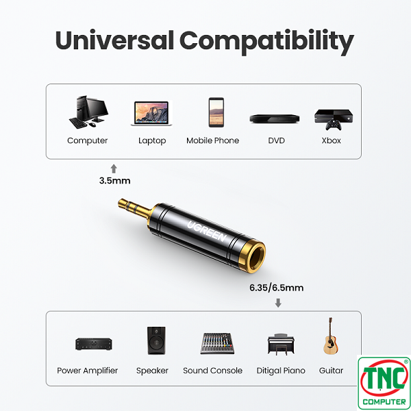 tương thích với nhiều thiết bị âm thanh Chuyển đổi jack âm thanh 3.5 sang 6.35