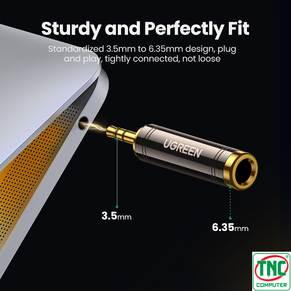 Chuyển đổi âm thanh Đầu Jack chuyển đổi Audio 3.5 đực sang 6.5 cái Ugreen 60711