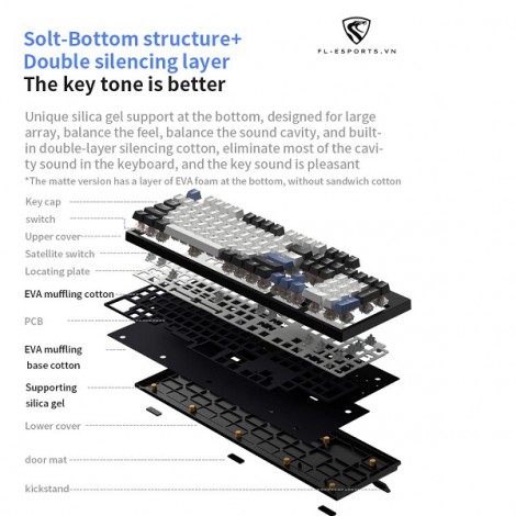 Bàn phím cơ có dây FL-Esports MK104 Pro White Outemu Switch