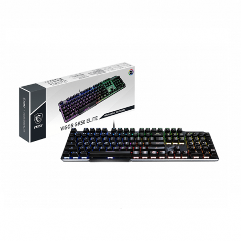 Bàn phím cơ gaming có dây MSI Vigor GK50 Elite BW US, Kailh Box White Switch (màu đen)