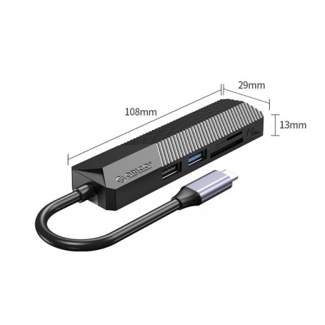 Bộ chia USB-C Hub 5 in 1, Đen, ORICO MDK-5P-BK