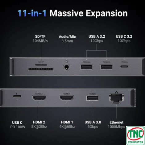 Bộ chuyển đổi đa năng USB-C 11 in 1, HDMI 8K@30Hz 4K60Hz Ugreen 15965