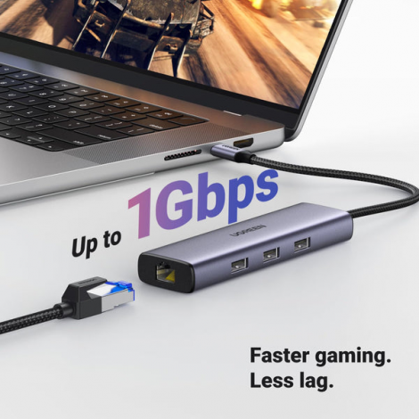 Bộ chuyển đổi USB-C đa năng 6 in 1 Ugreen 15598, HDMI 4K@30Hz + 3x USB 3.0 + Lan 1Gbps + PD100W