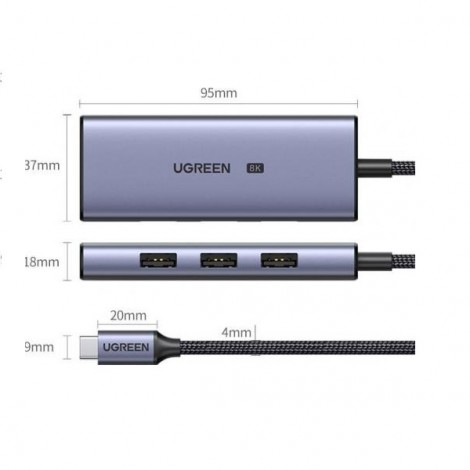 Bộ chuyển đổi USB-C sang 3xUSB 3.0+HDMI hỗ trợ 8K Ugreen 50629