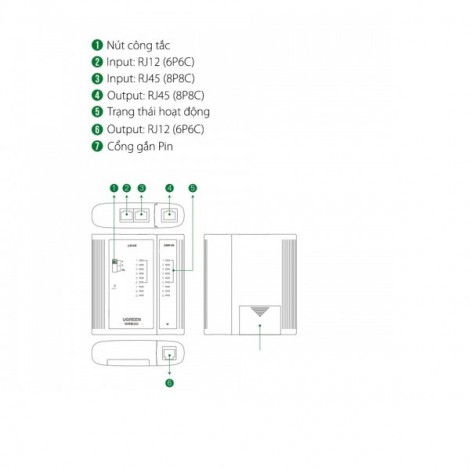 Bộ Test cáp mạng RJ45/RJ11/RJ12 Ugreen 10950