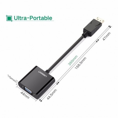 Cáp chuyển đổi DisplayPort sang VGA màu đen xám Ugreen 20414