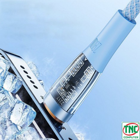 Cáp sạc nhanh trong suốt Type-C to Lightning Pisen Quick Ice Crystal PD dài 1.2m LT-TC25-1200 màu Xanh dương