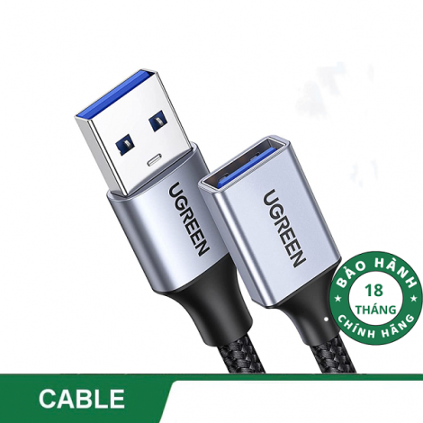 Cáp USB 3.0 nối dài 1m Ugreen 10495, vỏ nhôm dây dù, tốc độ 5Gbps