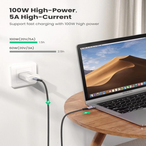 Cáp USB Type C 3.1 Gen 2 dài 1M Ugreen 80150, Hỗ trợ hình ảnh 4K@60Hz, PD 100W, 10Gbps cao cấp