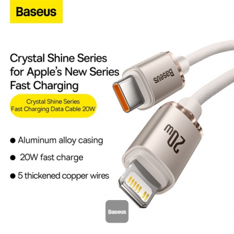 Cáp sạc USB Type C sang Lightning dài 1.2m Baseus CAJY001304 màu vàng hồng