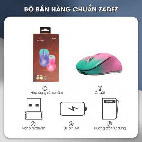 Chuột không dây RGB Silent ZADEZ M-381ZC Cam Đào