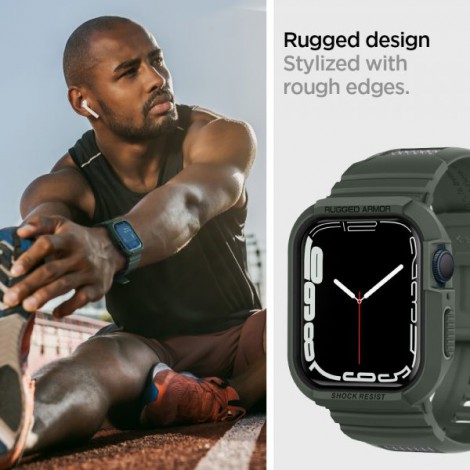 Dây đeo kiêm ốp lưng Spigen Apple Watch 8/7 Rugged Armor Pro