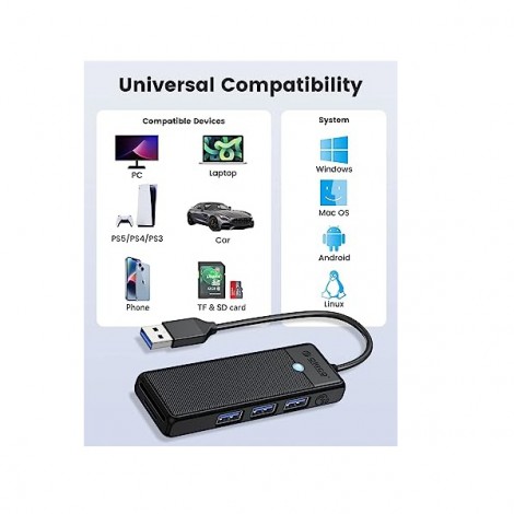 Hub USB 3.0 sang 3 cổng USB 3.0 + TF/SD Orico PAPW3AT-U3-015-BK màu đen