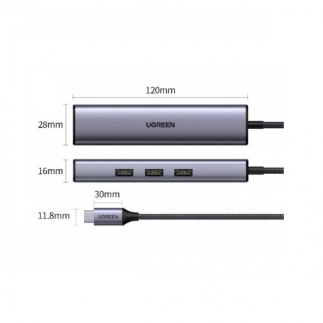 Hub 4 in 1 USB-C to LAN + 3 x USB 3.0 Ugreen 20920