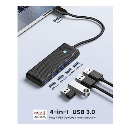 Hub USB Type C sang 4 cổng USB 3.0 Orico PAPW4A-C3-015-BK màu đen