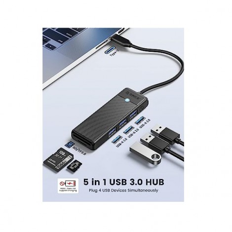 Hub USB Type C sang 3 cổng USB 3.0 + TF/SD Orico PAPW3AT-C3-015-BK màu đen