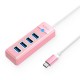 Bộ chia Type C sang 4 cổng USB 3.0, Hồng, Orico PW4U-C3-015-PK