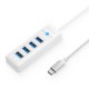 Bộ chia Type C sang 4 cổng USB 3.0, Trắng, Orico PW4U-C3-015-WH
