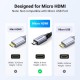 Cáp chuyển đổi Micro HDMI to HDMI 2.1 dài 2m Ugreen 15517, hỗ trợ 8K60Hz 4K120Hz 48Gbps, Dynamic HDR, eARC
