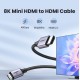 Cáp chuyển đổi Mini HDMI to HDMI 2.1 dài 2m Ugreen 15515 HD163, hỗ trợ 8K@60Hz 4K@144Hz 48Gbps, Dynamic HDR, eARC