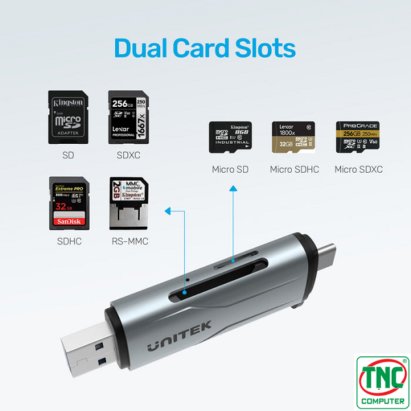 Đầu đọc thẻ nhớ SD 3.0 2 Trong 1 Unitek R1010A có kích thước nhỏ gọn Đầu đọc thẻ nhớ SD 3.0 2 Trong 1 Unitek R1010A có kích thước nhỏ gọn