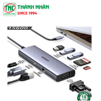 Bộ chuyển đổi đa năng USB TypeC to HDMI + VGA + 3x USB 3.0 + RJ45 + TF/SD + USB-C PD 100W Ugreen 15600