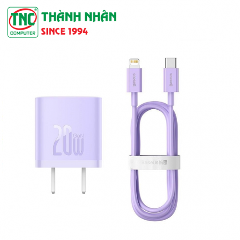 Bộ combo củ sạc + cáp sạc nhanh Lightning 20W Baseus GaN5 Fast Charger 1C CCGN040105