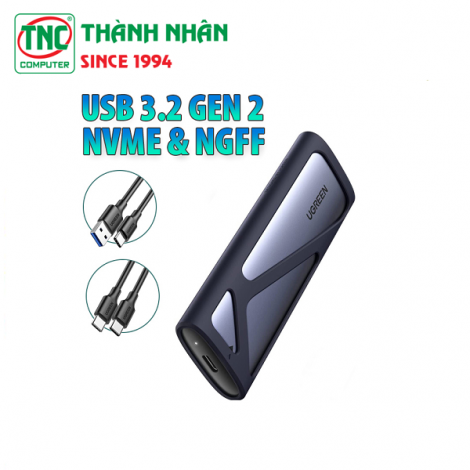 Box đựng ổ cứng SSD M.2 SATA NVMe NGFF PCIe 3.0 GEN 2 cổng USB type C Ugreen 90264