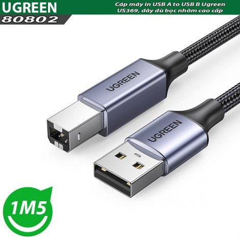 Cáp máy in USB A to USB B dây dù bọc nhôm dài 1,5m Ugreen 80802