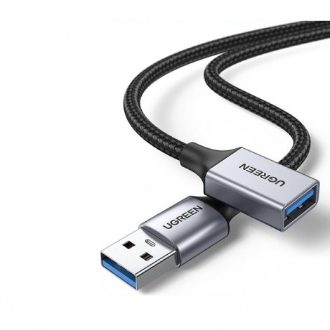 Cáp USB 3.0 nối dài 1m Ugreen 10495, vỏ nhôm dây dù, tốc độ 5Gbps