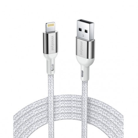 Cáp USB-A to Lightning INNOSTYLE PowerFlex MFI 1.5m 12W IAL150ALSV màu bạc