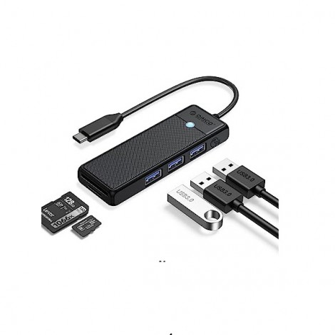 Hub USB Type C sang 3 cổng USB 3.0 + TF/SD Orico PAPW3AT-C3-015-BK màu đen