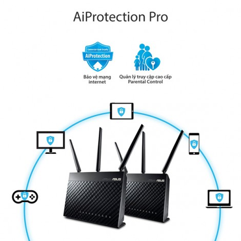 Router Wifi Mesh Asus RT-AC68U (2 Pack) (Chuẩn Doanh Nghiệp)