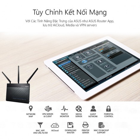 Router Wifi Mesh Asus RT-AC68U (2 Pack) (Chuẩn Doanh Nghiệp)