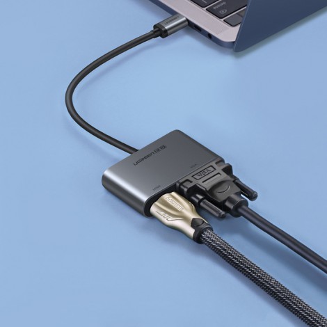 Cáp chuyển USB Type C To VGA+HDMI 4k Ugreen 50505 