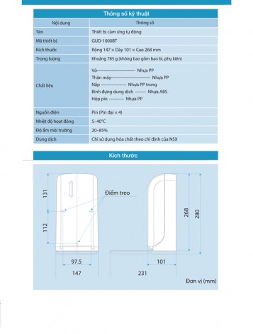 Thiết bị bơm dung dịch sát khuẩn tự động Saraya GUD-1000BT(bao gồm bình phun sương, không chứa sẵn cồn)