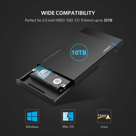 Hộp Đựng Ổ Cứng 2.5 inch SATA SSD/HDD USB-C 3.1 Ugreen 50743