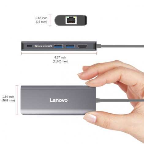 Hub Type-A ->2 USB (2.0) HDMI/PD/RJ45/SD Lenovo C109-GY