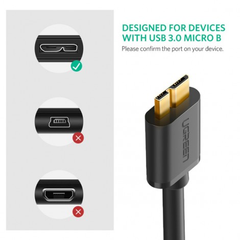 Cáp USB 3.0 sang Micro USB dài 1m cho ổ cứng di động Ugreen 10841